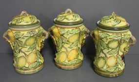 Three Covered Housewares Ceramic Jars