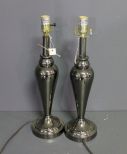 Pair of Metallic Silver Lamps