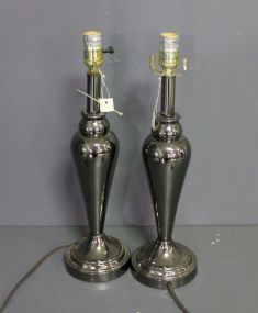 Pair of Metallic Silver Lamps
