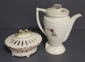 Vintage Ceramic Coffee Pot and Covered Japan Candy Dish