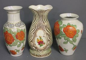 Three Contemporary Lusterware Painted Vases