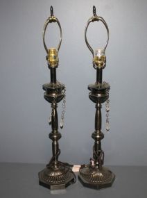 Pair of Silver Metallic Lamps with Shades