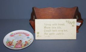 Wood Bread Box and Porcelain Mother's Prayer Plate
