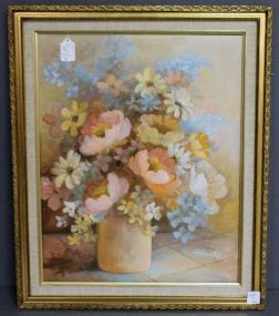 Oil on Canvas of Flowers, signed Hart Description