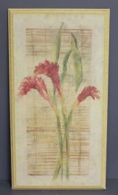 Plaque with hand Painting of Flower, signed Blum Description