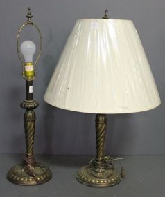 Pair of Candlestick Brass Lamps Description