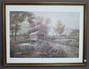 Limited Edition Framed Poster of Razzberry Creek Crossing by Carl Valente Description