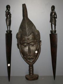 Three Wood Carved African Wall Art Description