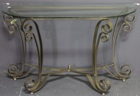Iron Base Console with Beveled Glass Top Description