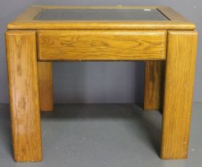 Contemporary Glass Top End Table Description