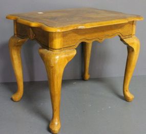Contemporary Inlay Top End Table with Queen Anne Legs Description
