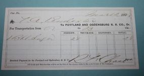 1873 Freight Receipt and 1891 Fall Rive Store Receipt Description