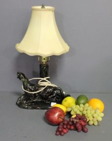 Vintage Panther TV Lamp and Vintage Plastic Fruit Description