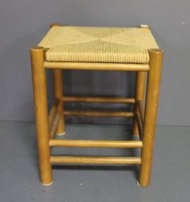 Contemporary Pine Stool with Rush Seat Description