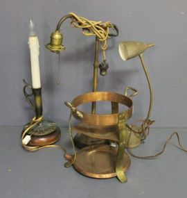 Three Vintage Lamps and Copper Fondue Base Description