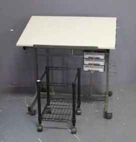 Drafting Table and Table Cart Description