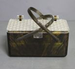 Vintage Lucite Faux Tortoise Shell Purse Description