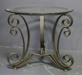 Iron and Glass Top Side Table Description