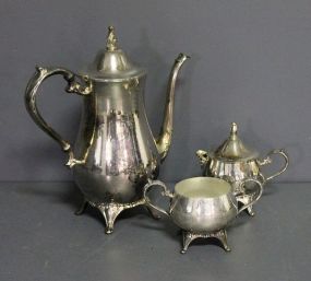 Three Piece Silverplate Tea Set Description