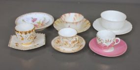 Set of Five Porcelain Demitasse cups and Saucers