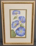 Watercolor of Morning Glories, signed Rita DeBuys