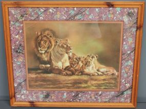 Print of Lions, signed Fong Gilfford