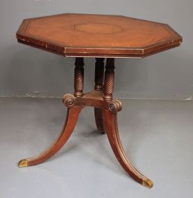 Duncan Phyfe Style Octagonal Leather Top Table