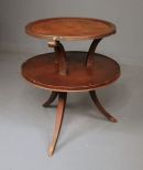 Two Tier Leather Top Round Table