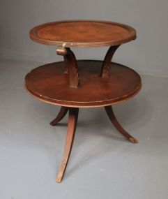 Two Tier Leather Top Round Table