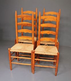 Set of Four Maple Ladder Back Chairs