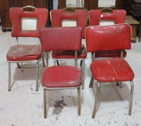 1950's Red Vinyl Chairs and Matching Chrome Table