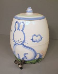 MA Hadley Pottery Three Gallon Water Cooler with Hand Painted Rabbit
