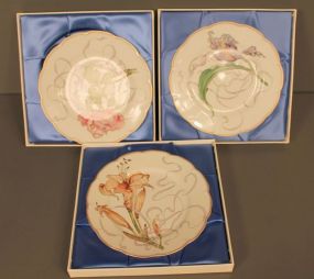 Three Haviland Limoge Fleurset Rubans Limited Edition Plates