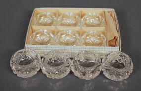 Set of Six Salts with Spoons and Four Single Glass Salts