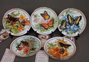 Set of Seven 1986 Red Admiral Butterfly Garden Plate Collection