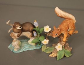 1996 Lenox Porcelain Figurine of River Otter along with 1989 Lenox Porcelain Figurine of Red Squirrel