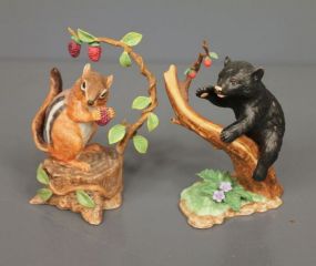 1994 Lenox Porcelain Figurine of Black Bear along with 1993 Lenox Porcelain Figurine of Eastern Chipmunk