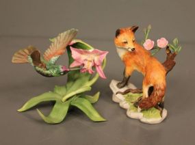 1994 Lenox Figure of Red Fox along with 1992 Magnificent Hummingbird Figure