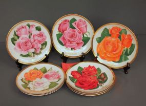 Set of Nine All American Rose Selection Medium Size Plates