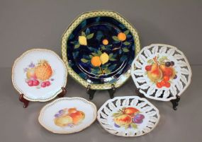 Four Hand Painted Porcelain Plates of Fruit
