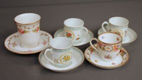 Five Demitasse Cups and Saucers