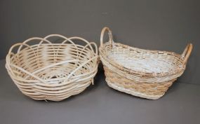 Two White Wicker Baskets