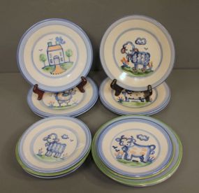 Set of Eight MA Hadley Salad Plates along with Five Smaller Plates