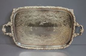 Wilcock Footed Silverplate Serving Tray with Two Handles
