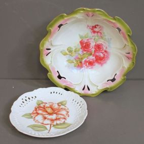 Hand Painted German Bowl and Hand Painted Floral Plate