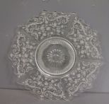 Elegant Glass Etched Tray with Scallop Edge