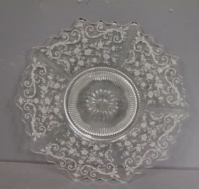 Elegant Glass Etched Tray with Scallop Edge