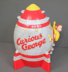 1988 Curious George Ceramic Cookie Jar in Box