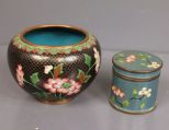 Cloisonne Bowl and a Covered Cloisonne Jar