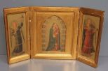 Vintage Three Panel Religious Icon